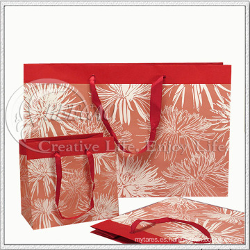 Bolsa de papel de diseño floral para recuerdos de regalos (KG-PB039)